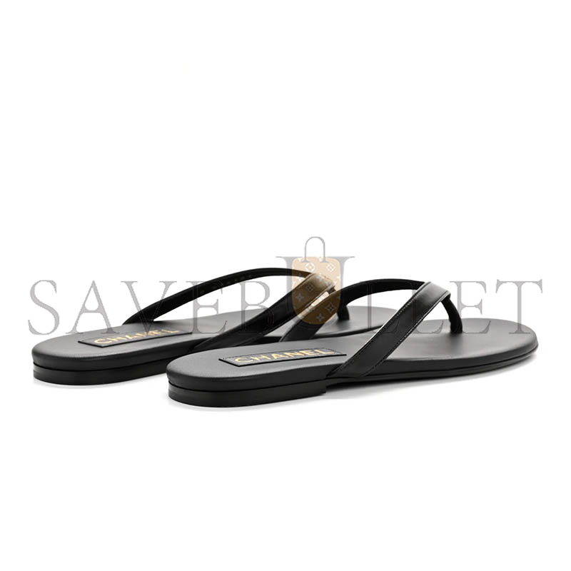 Ch**el lambskin crystal cc thong sandals